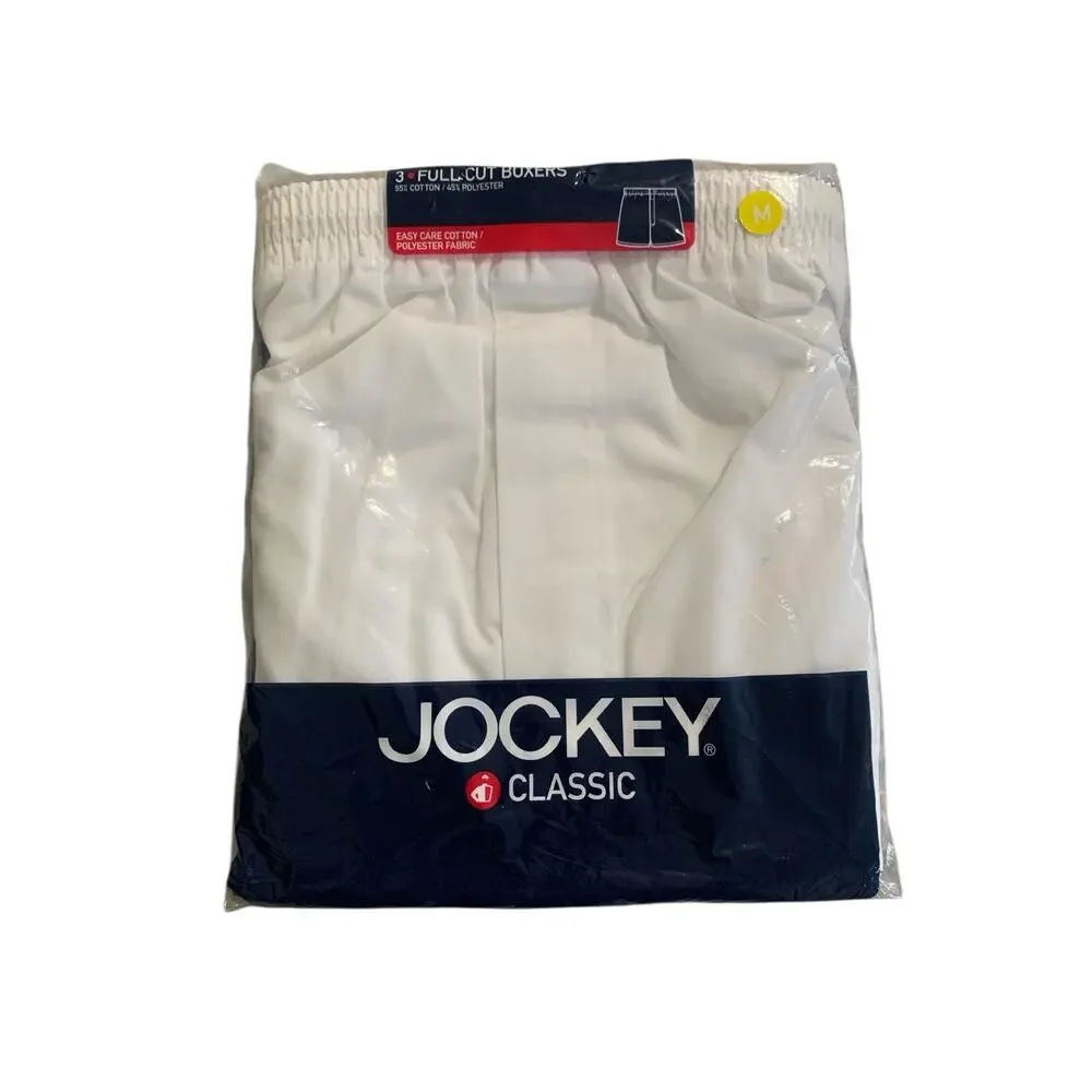 Jockey Classic Boxer Shorts White Full Cut Cotton Blend Men's Medium Qty 3 2004‎